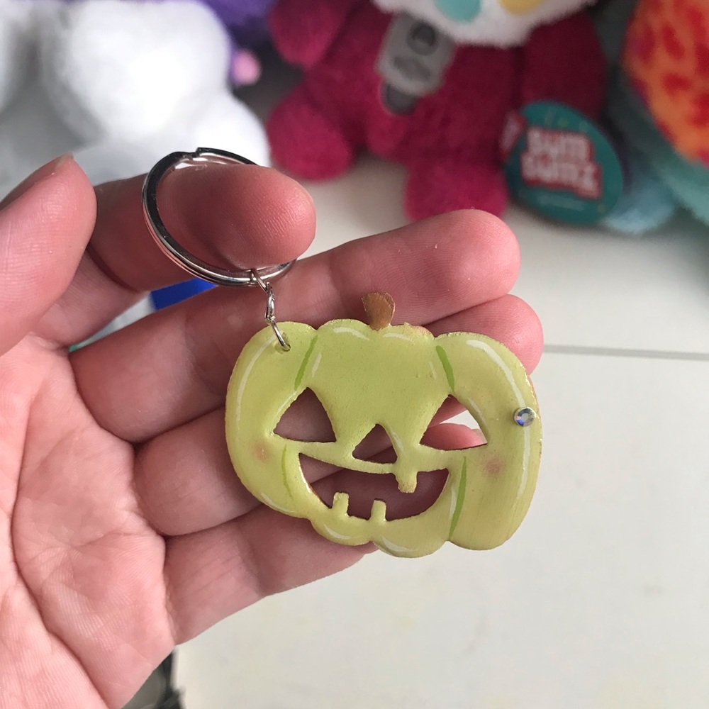 Yellow Pumpkin Jack-O'-Lantern Keychain for Kids